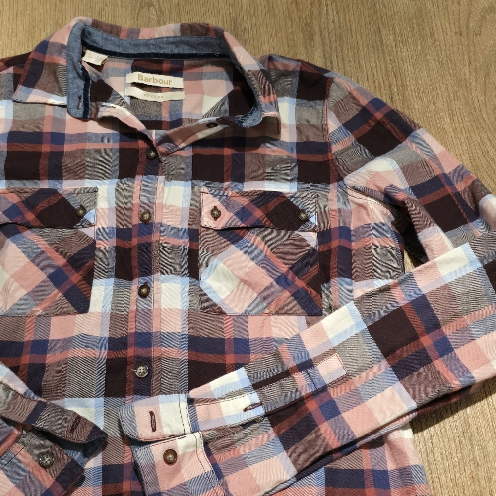 Barbour Women's Darwin Plaid Cotton Button Down Long Sleeve‎ Shirt sz 4